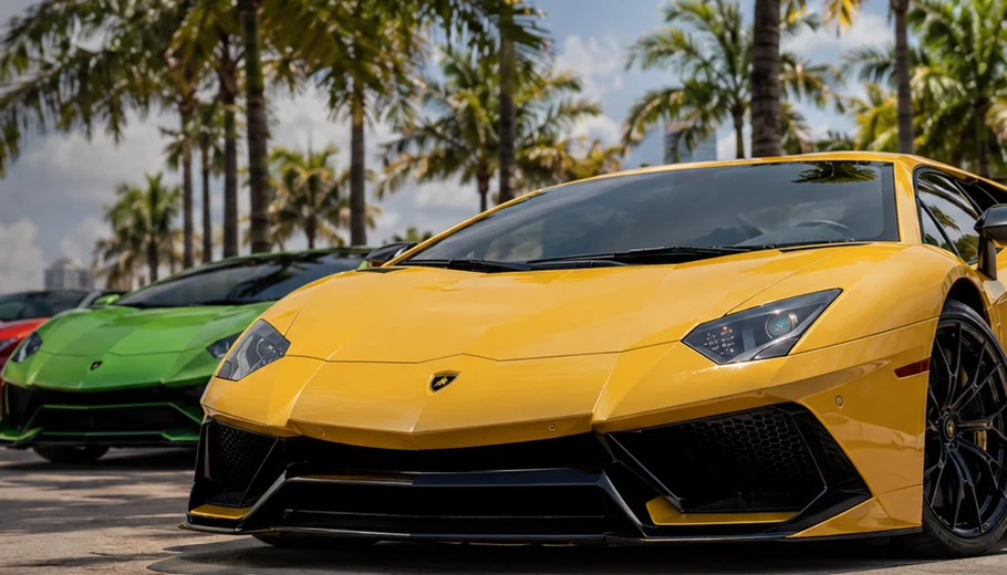 Illustrative multi-car line-up in a Florida setting
